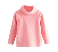 Girls Fleece Tops Kids Fleece Shirts Spring Fall Winter Turtle Neck Solid Long Sleeve Round Neck Top Party Birthday School Shirts Girls 3-4 Years Pink