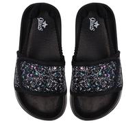 Girls Flip Flops Summer Slippers Kids Glitter Sliders Beach Bathroom Pool Cute Sandals Toddlers Home Shower Shoes Lightweight Non-slip Little Girls Sequins Slides for Indoor Outdoor Size 7.5 Black