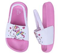 Girls Flip Flops Summer Slippers Kids Glitter Sliders Beach Bathroom Pool Cute Sandals Toddlers Home Shower Shoes Lightweight Non-slip Little Girls Sequins Slides for Indoor Outdoor Size 13.5 Pink