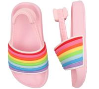 Girls Flip Flops Summer Slippers Kids Glitter Sliders Beach Bathroom Pool Cute Sandals Toddlers Home Shower Shoes Lightweight Non-slip Little Girls Sequins Slides for Indoor Outdoor Size 8 Rainbow