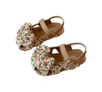 Girls Floral Sandals Toddler Soft Sole Headache Free Toe Ideal for Playing in and First Steps, beige, 9 UK