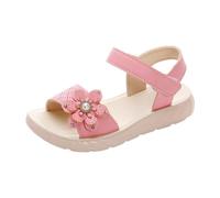 Girls Flower Sandals Toddler Little Big Girls Sandals with Pearls Flower Summer Breathable Leather Shoes Ankle Strap Open Toe Holiday Vacation Shoes Pink Footwear UK 10