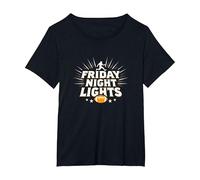 Girls Football Friday Night Lights Game Day Spirit T-Shirt, Women's Plus, Black, 2X