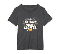 Girls Football Friday Night Lights Game Day Spirit T-Shirt, Women's Plus, Dark Heather Grey, 2X