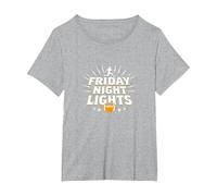 Girls Football Friday Night Lights Game Day Spirit T-Shirt, Women's Plus, Heather Grey, 2X