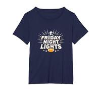 Girls Football Friday Night Lights Game Day Spirit T-Shirt, Women's Plus, Navy, 2X