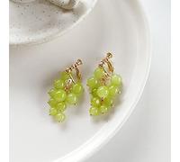 Girls Fresh Green Grapes Bunch Clip On Earrings Round Crystal Grape Shape Earrings No Piercing Ears For Women