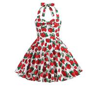 Girls' Fruit Print Style Halterneck A Line Suspender Dress Girls Christmas Sweater Dress Baby Girl Fist Birthday Outfit