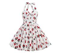 Girls' Fruit Print Style Halterneck A Line Suspender Dress Girls Christmas Sweater Dress Baby Girl Fist Birthday Outfit