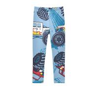Girls Funny Monster Trucks Blue Leggings Size 4 Durable Little Girls Leggings Stretchy for Workouts, Fun Monster Trucks Blue, 5 Years