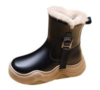 Girls Fuzzy Boots Fleece Lined Short Boots For Fall Winter Comfortable Plush Warm Thick Soled Boot Rubber Sole Water Proof Warm Lightweight Winter Booties (2 Big Kids)