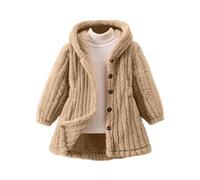Girls Fuzzy Hooded Coat, Soft Sherpa Button Up Jacket with Pockets for Kids 2-7 Years, Warm Winter Fleece Outerwear for Toddler Girls, Cosy Hooded Sherpa Jacket for School & Casual Wear