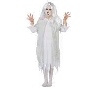 Girls Ghostly Spirit Halloween Spooky Ghost Haunted Fancy Dress Kids Costume