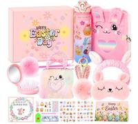 Girls Gift for Kids Bunny Gift Secret Diary for Girls Age 3 4 5 6 7 8 9 10 Birthday Gift DIY Water Bottle Birthday Present Stationery Gifts Fluffy Notebook Headband, Bracelet, Eye Mask for Bunny Lover