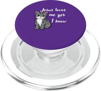 Girls Gift Little Kitty "Jesus Loves me yes I know" Kids PopSockets PopGrip for MagSafe