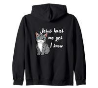 Girls Gift Little Kitty "Jesus Loves me yes I know" Kids Zip Hoodie