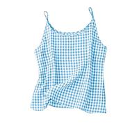Girls Gingham Vests Spaghetti Strap Camisole Tops Cotton Linen Breathable Vest Sleeveless Tops Kids Summer Daily Holiday Casual Outfit Blue 11 Years