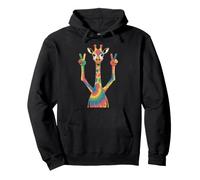 Girls Giraffe Print Tie Dye Peace Sign Hippie Funny Giraffe Pullover Hoodie