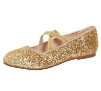 Girls Glitter Ballet Shoes Gold 10 UK Child