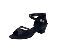 Girls Glitter Ballroom Dance Shoes Kids Open Toe Latin Salsa Dance Shoes Tango Dancing Ballroom Ankle Strap Dancing Shoes for Little/Big Kid Black