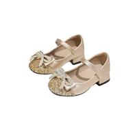 Girls Glitter Bow Princess Court Shoes Kids Chunky Block Cute Party Dress Mary Janes Size 12 UK Child,Gold