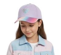 Girls Glitter Heart-shape Embroidery Sequins Baseball Cap 3-6 Years Kids Spring Summer Cute Outdoor Sun Protection Peaked Hat Children Adjustable Sun Visor Hat for Cycling Strolling Hiking