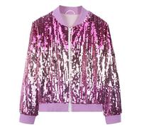 Girls Glitter Outwear Ombre Sequin Jacket Sparkle Long Sleeve Bomber Coat with Zipper for Birthday Party Pink Gold 8-9 Years