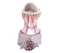 Girls Glitter Pearl Sandals Kids Sparkly Slip On Pavers Slippers School Performance Sandals Teens Flat Soles Beach Breathable Trendy Soft Shoes Casual Slippers (Pink, 7 Toddler)
