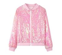 Girls Glitter Sequin Coat Long Sleeve Zipper Jacket with Pockets Sparkly Party Top for Kids Pink 11-12 Years