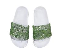 Girls Glitter Slip on Slide Sandals Size 11 Sequins Pool Sliders Kids Summer Shower Slippers Beach Pool Outdoor Flip Flops Non-Slip Little Big Kid Green Gift Footwear