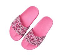 Girls Glitter Slip on Slide Sandals Size 9.5 Sequins Pool Sliders Kids Summer Shower Slippers Beach Pool Outdoor Flip Flops Non-Slip Little Big Kid Hot Pink Gift Footwear