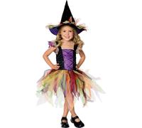 Girls Glitter Witch Costume Dress Halloween Scary Book Week Kids Fancy Dress