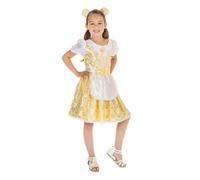 Girls Goldilocks Costume Dress Fairytale Story Yellow Kids Book Week Fancy Dress