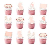 Girls Gone Mild Bachelorette Decorations 36Pcs Pink Eye Mask Pajama Pillow Cupcake Toppers Slumber Theme Cake Decorations for Girls Night Bachelorette Party Sleepover Party Supplies