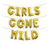 Girls Gone Mild Letter Balloon - Bachelorette Party Decorations,Girls Slumber Party Balloon Decorations,Sleepover Bachelorette Party Photo Backdrop (GIRLS GONE MILD Gold)
