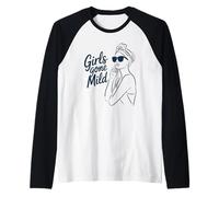 Girls Gone Mild Soft Sass Feminine Line Art Design Raglan Baseball Tee