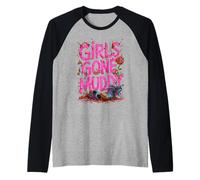 Girls Gone Muddy Mudding Princess Running Team Mud Run Woman Raglan Baseball Tee