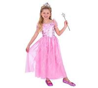 Smiffys Good Witch Fairy Costume with Dress Tiara and Wand Women’s Pink Sparkly Halloween Fancy Dress Outfit, Age 10-12