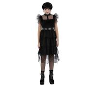 Girls Gothic Prom Queen Halloween Fancy Dress Costume