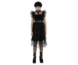 Girls Gothic Prom Queen Halloween Fancy Dress Costume