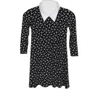 Girls Gothic Schoolgirl Costume, Kids Deluxe Long Sleeve Black Swing Dress Addams Family Style Halloween Fancy Dress Cosplay Outfit For Parties & Pretend Play, (13-14 Years)