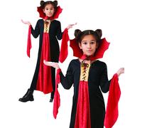 Girls Gothic Vampiress Costume Kids Halloween Vampire Outfit Dracula