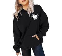 Girls Graphic Hooded Sweatshirt Long Sleeve Soft Pullover Top Cute Casual Clothes for Kids Black Tshirt 6-7 Years Old Valentine's Day Jumper Age Outfit 3-4