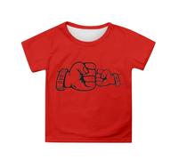 Girls Graphic Print Short Sleeve T-Shirt Casual Comfortable Top for Everyday Wear School Outfit Spring Summer Tee (4-Red, 4-5 Years)