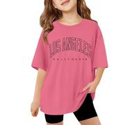 Girls Graphic Print Short Sleeve Tee Cute Casual Round Neck Tops for Spring Summer Outdoor Travel Playground Comfortable Blouse (11-12 Years)