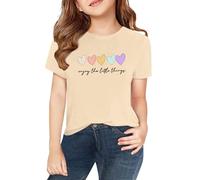 Girls Graphic Shirts Children's Short Sleeved Spring Summer And Autumn Children's Boys And Girls 2d Personalized Printing Round Neck Comfortable Casual Short Sleeved Youth Girl Crop (Beige, 4-5 Years)