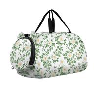 Girl's Gym Duffel Bag with Shoes Compartment Large Capacity Kids Overnighter Duffel Bags for School Practice, Sports, Travel England Tudor Rose Beauty Summer Flowers