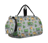 Girl's Gym Duffel Bag with Shoes Compartment Multifunctional Carry on Luggage for Travel, Swimming, Dance, Ballet Garbage Trucks Street Cleaning Trucks Trash Bins
