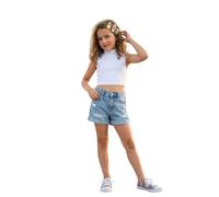 Girls Gymnastics Crop Tops Sleeveless Turtle Neck Plain Kids Running Vest Yoga Sports Dance Summer Activewear Top for Comfortable Fit