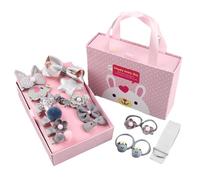Girl's Hair Accessories, Glitter Hairpin Set, 18-Piece Stylish Hairpieces, Colourful/Fun Design, Ideal for Parties, School, Ballet, Light Pink/Wine Red/Dark Pink/Lavender/Light Grey